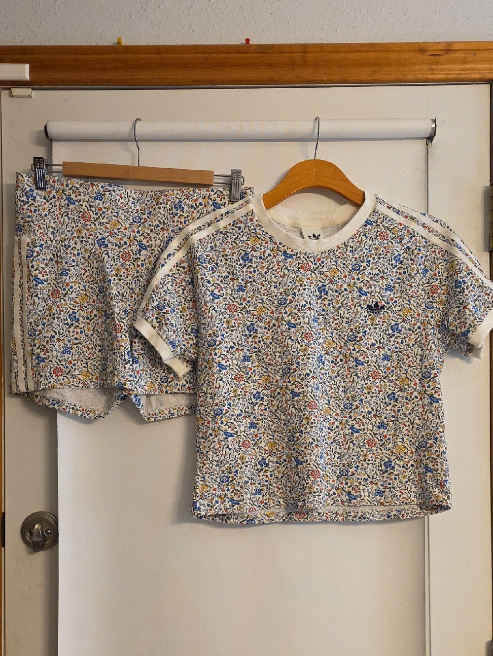 adidas Originals Liberty of London Crop Top and Booty Shorts Set Floral Print